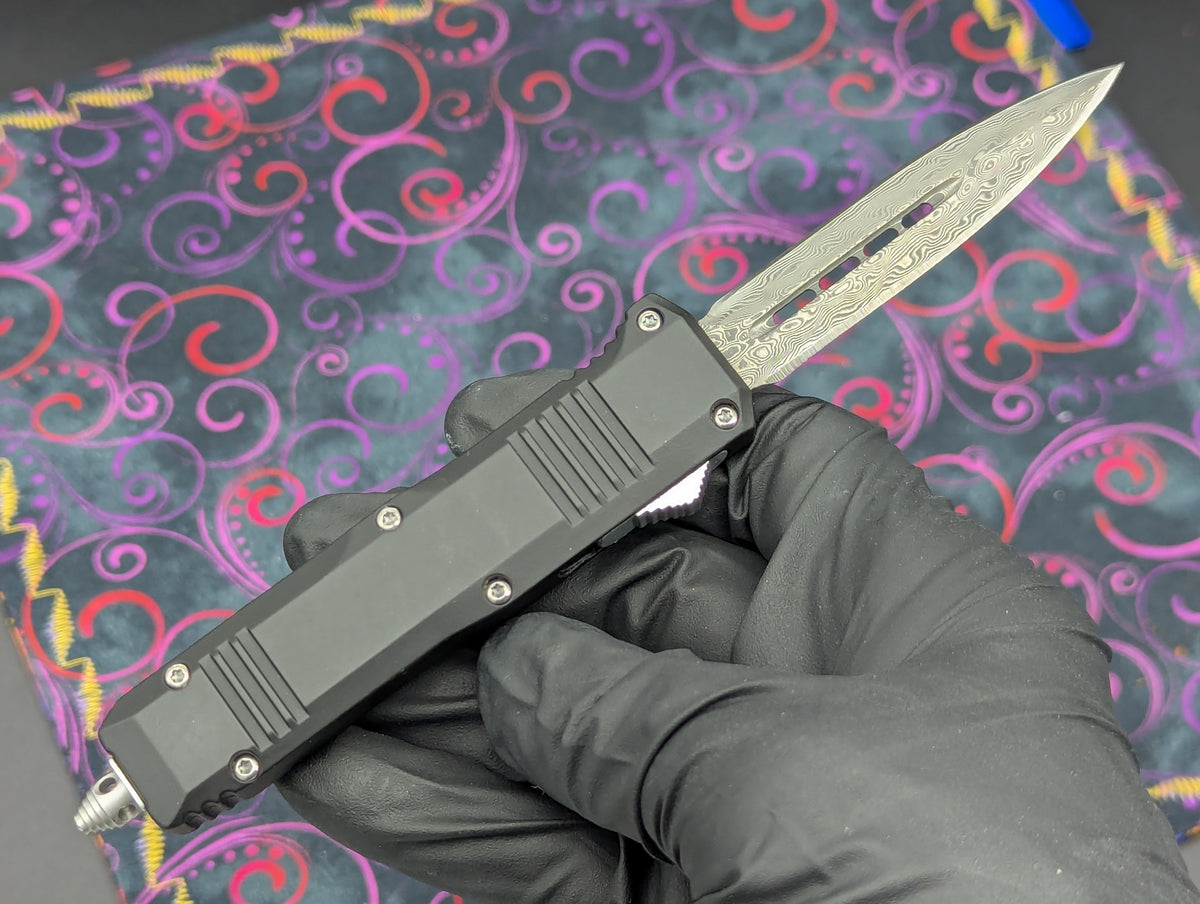 7" OL Damascus Blade Double Edge D/A OTF Knives