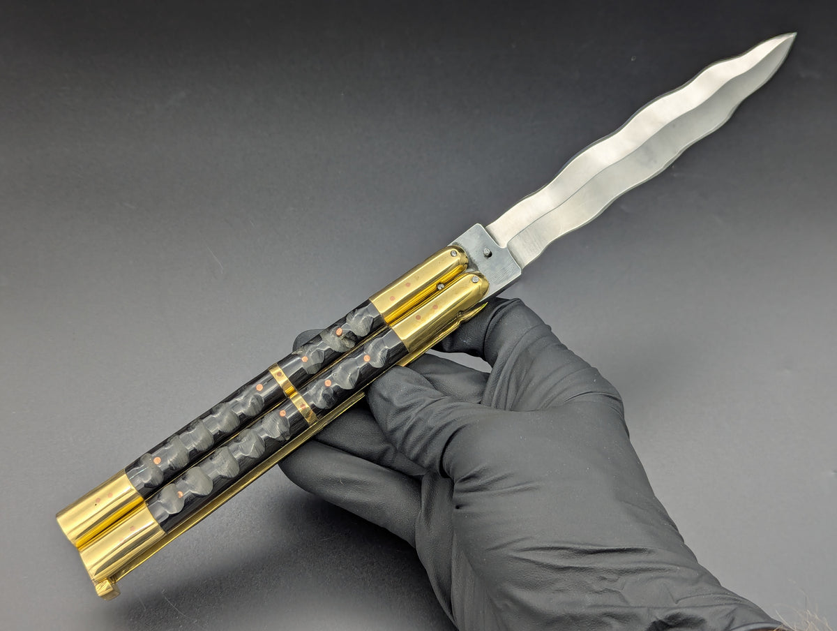 11" CARABAO HORN KRIS BLADE FHM BALISONG TEXTURED
