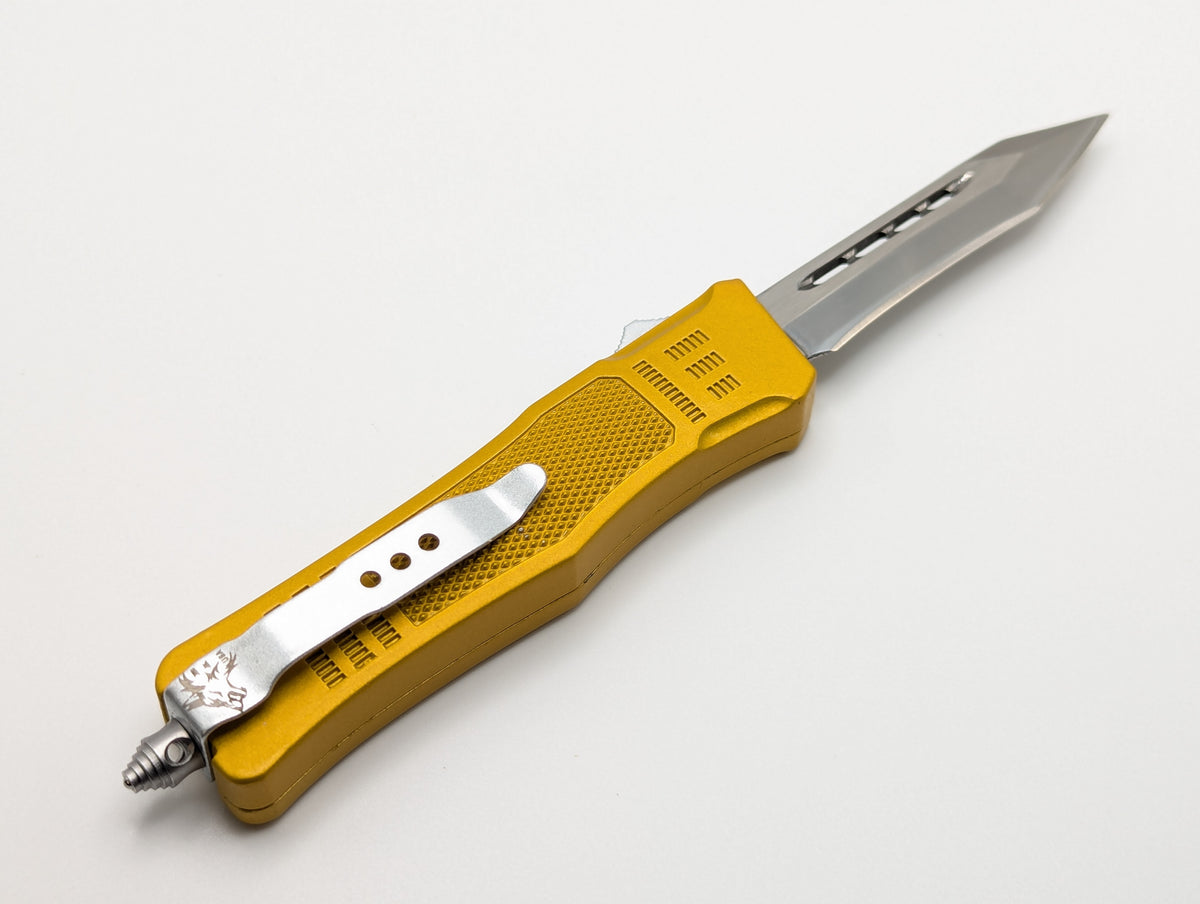 7" Mini Modified Tanto CQB OTF Automatic Knife Gold