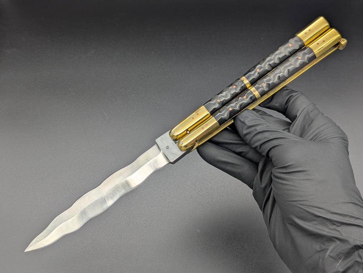 11" CARABAO HORN KRIS BLADE FHM BALISONG TEXTURED