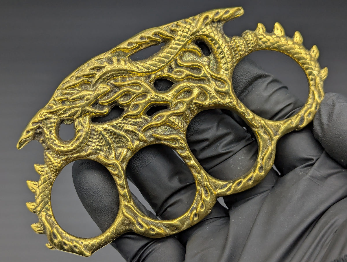 SOLID CAST BRASS LUCKY DRAGON KNUCKLE DUSTER