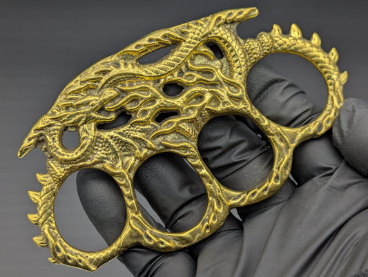 SOLID CAST BRASS LUCKY DRAGON KNUCKLE DUSTER