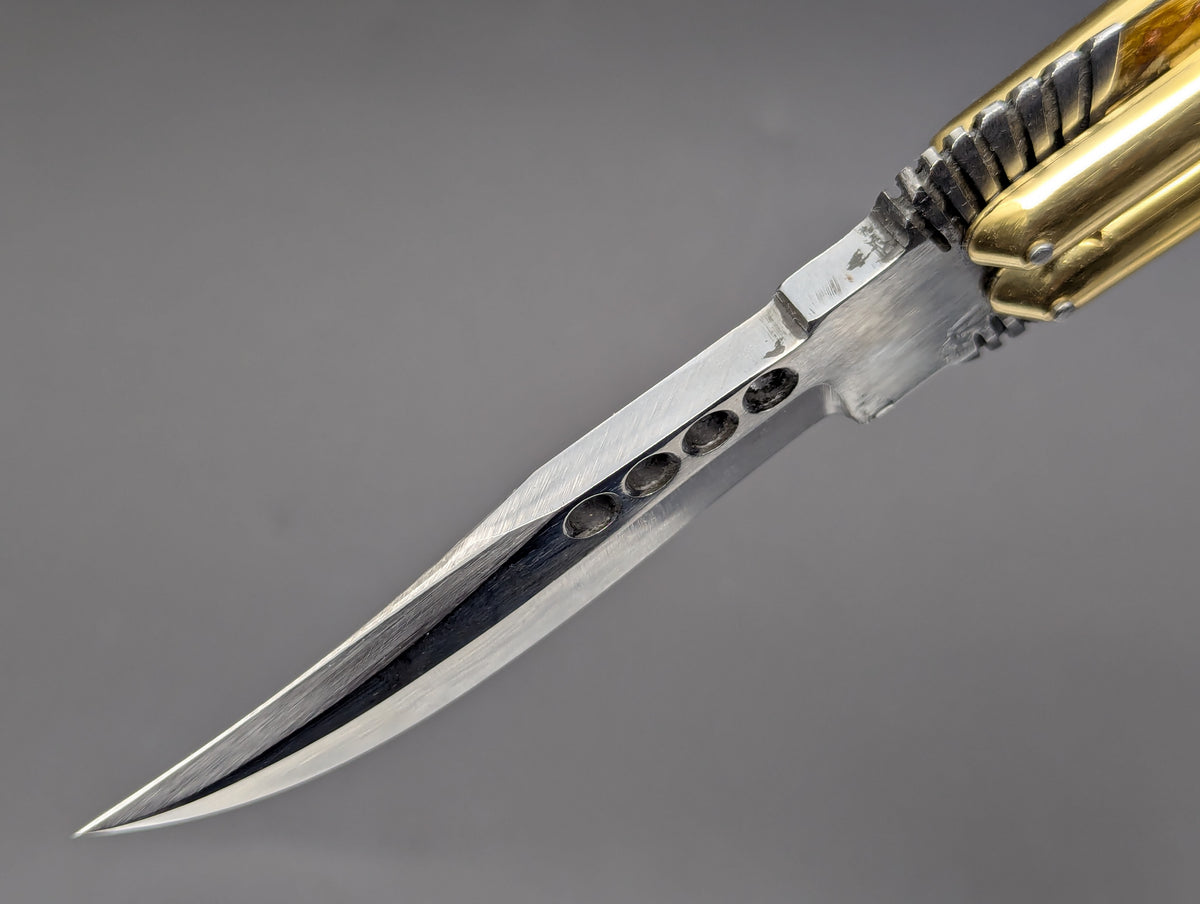 8.7" BURNT BONE RAMBO FHM BALISONG KNIFE EAGLE TANG
