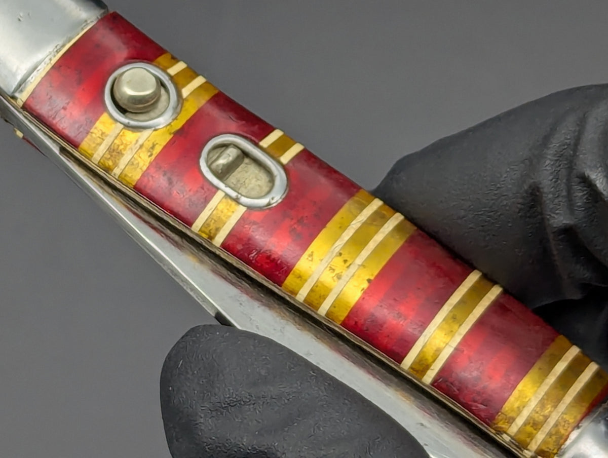 ANTIQUE HAMMER BRAND USA CANDY STRIPE SWITCHBLADE KNIFE
