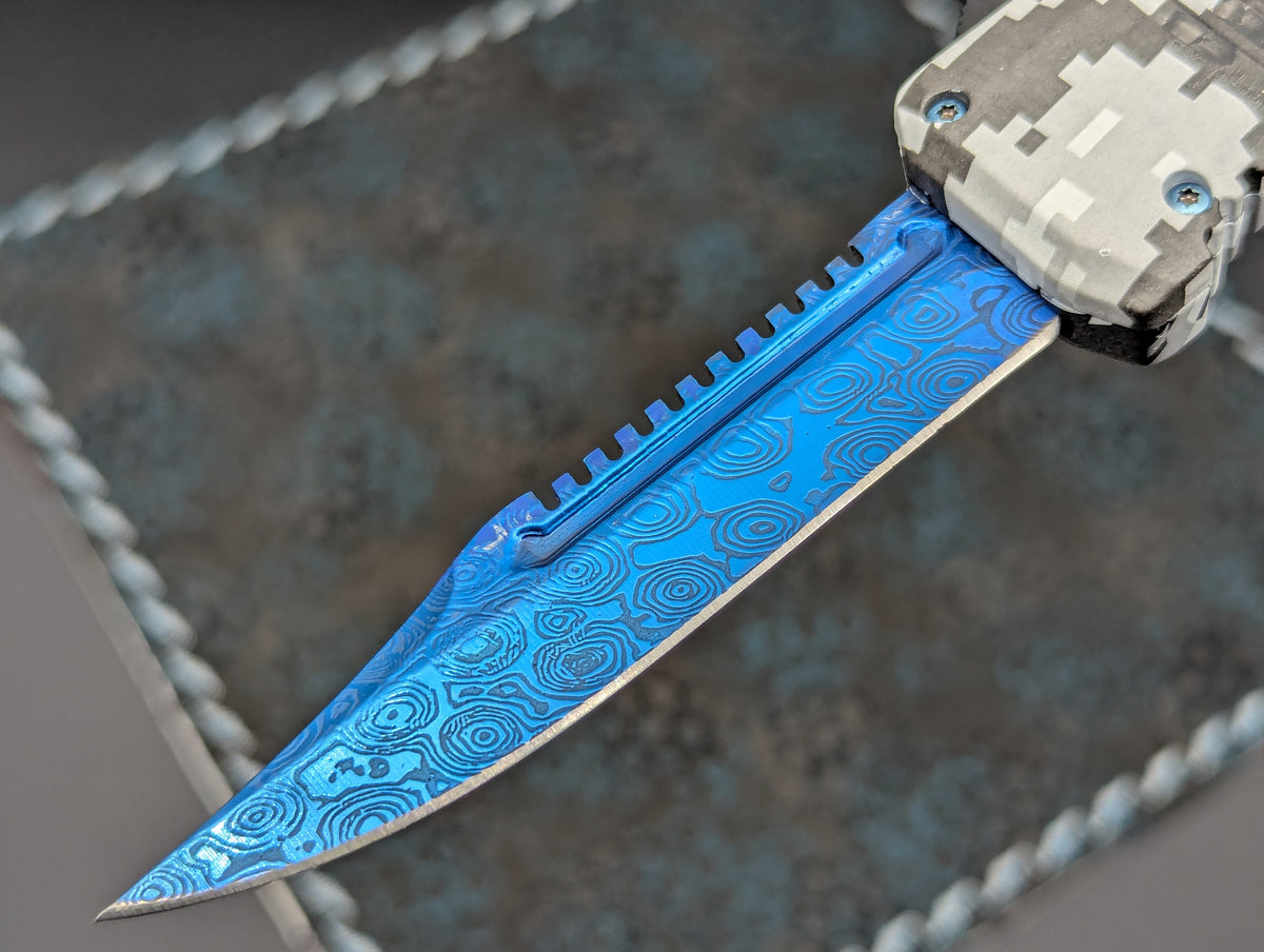 Urban Digi Camo Blue Hellhound D/A OTF Knife
