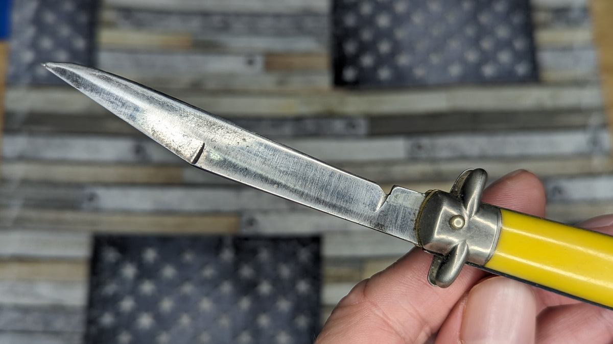 Bright Yellow Antique Shur-Snap USA Pre-Ban Automatic Knife