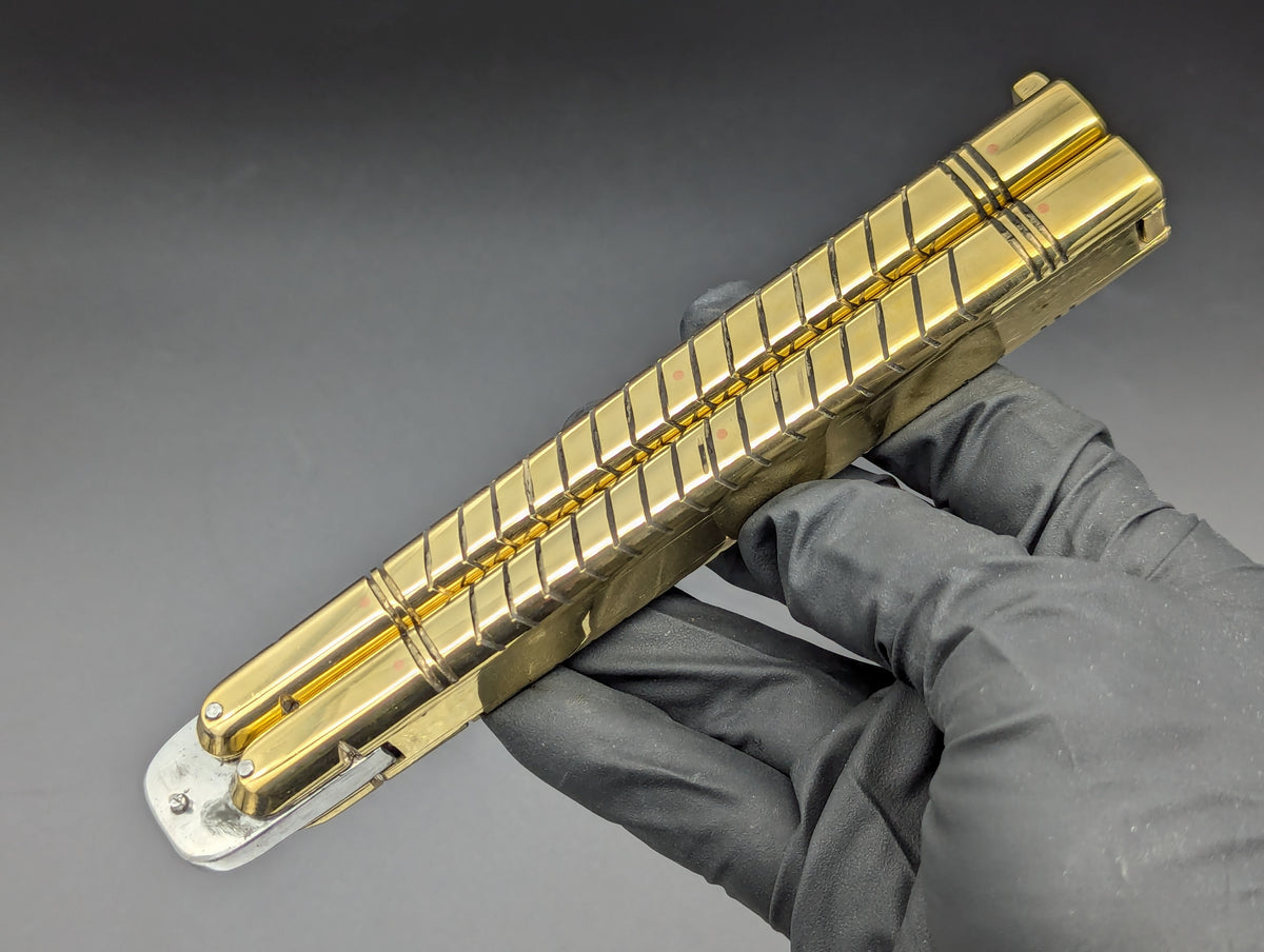 11" 404g SOLID BRASS FHM CLIP POINT BLADE BALISONG