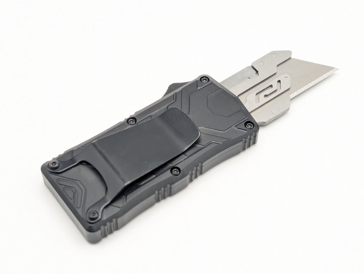 Black Molded Aluminum D/A Box Cutter OTF Knife