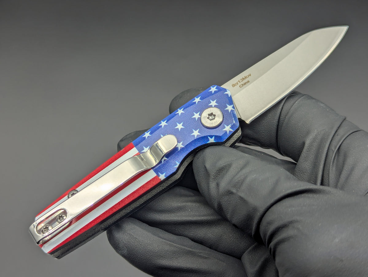 USA STARS AND STRIPES CALIFORNIA LEGAL SWITCHBLADE KNIFE