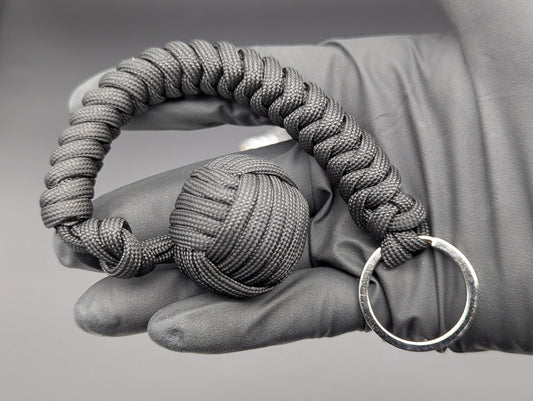 3 Oz Solid Black Paracord Monkey Fist Keyring