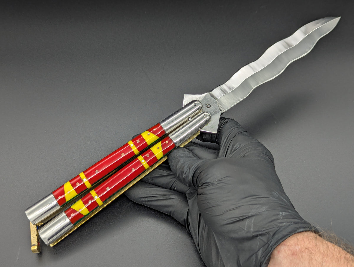 29cm 268g KRIS BLADE FIESTA FHM BALISONG RED/ YELLOW
