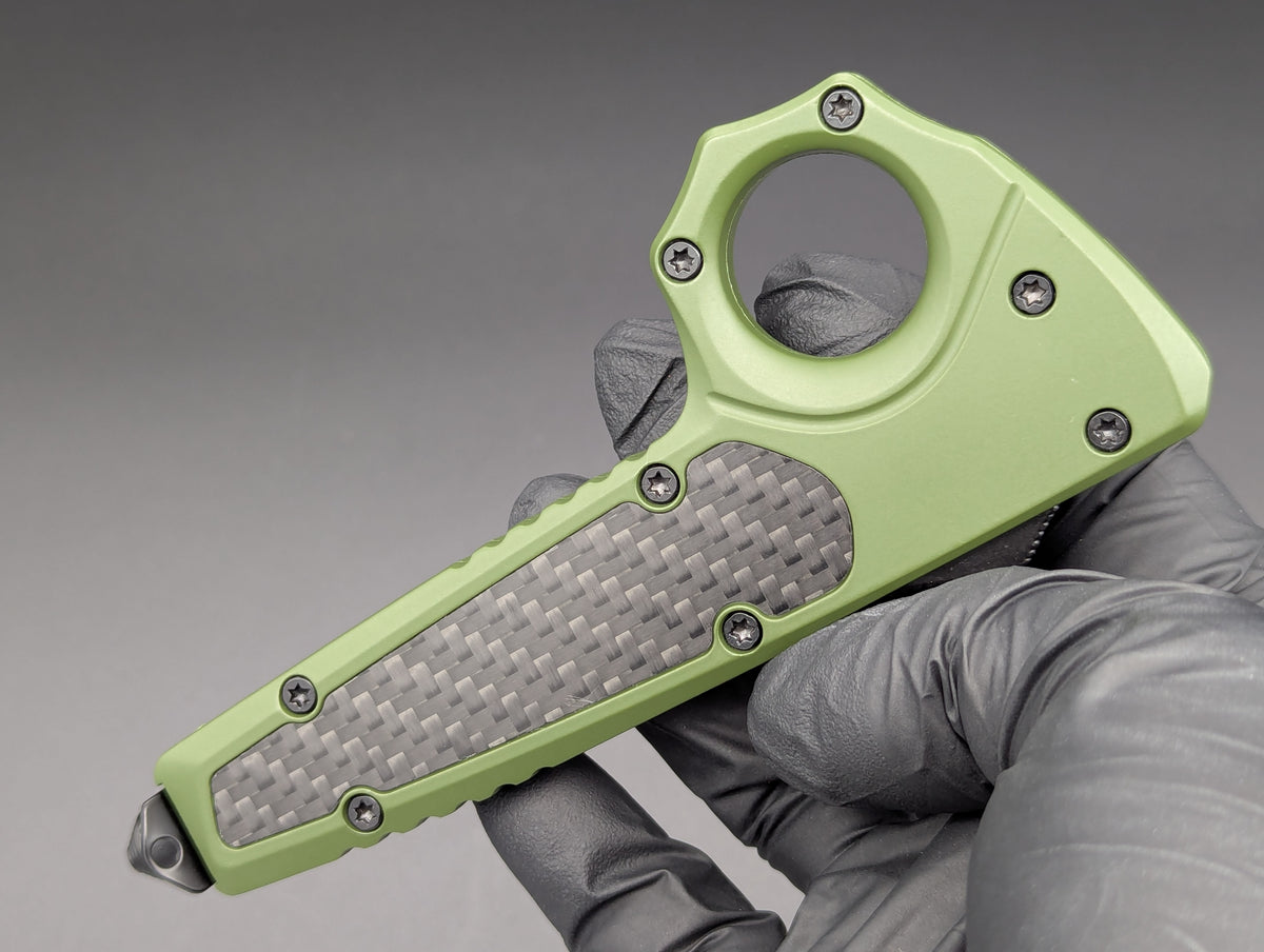 GREEN SFK GLASS BREAKER D/A OTF KNIFE DROP POINT