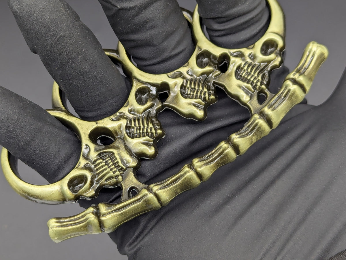 ANTIQUED BRASS BONEYARD BRASS KNUCKLE DUSTER