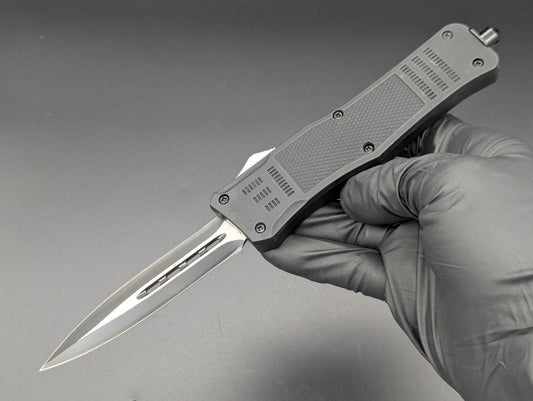 9" 2-Tone Black Dual Edge CQC OTF Automatic Knife