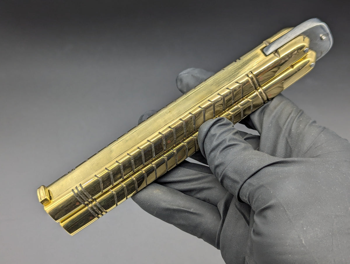 11" 404g SOLID BRASS FHM CLIP POINT BLADE BALISONG