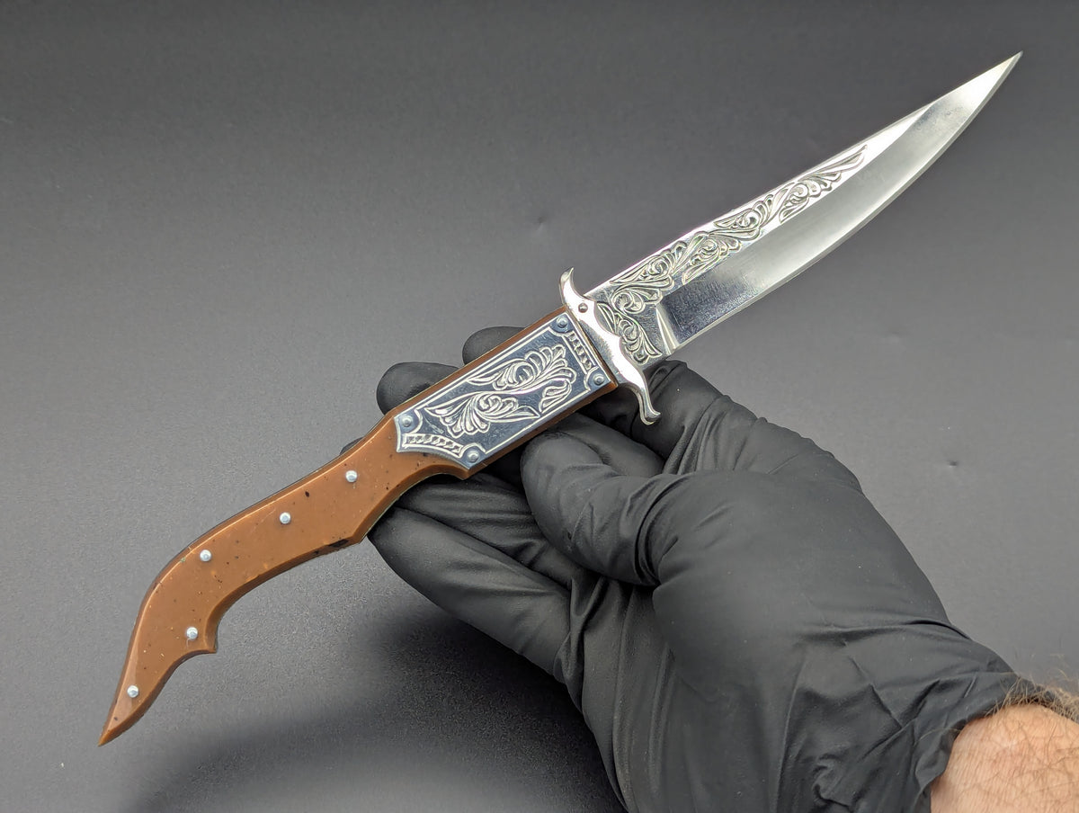 80's Soviet Era Russian Prison Engraved Swinguard Knife