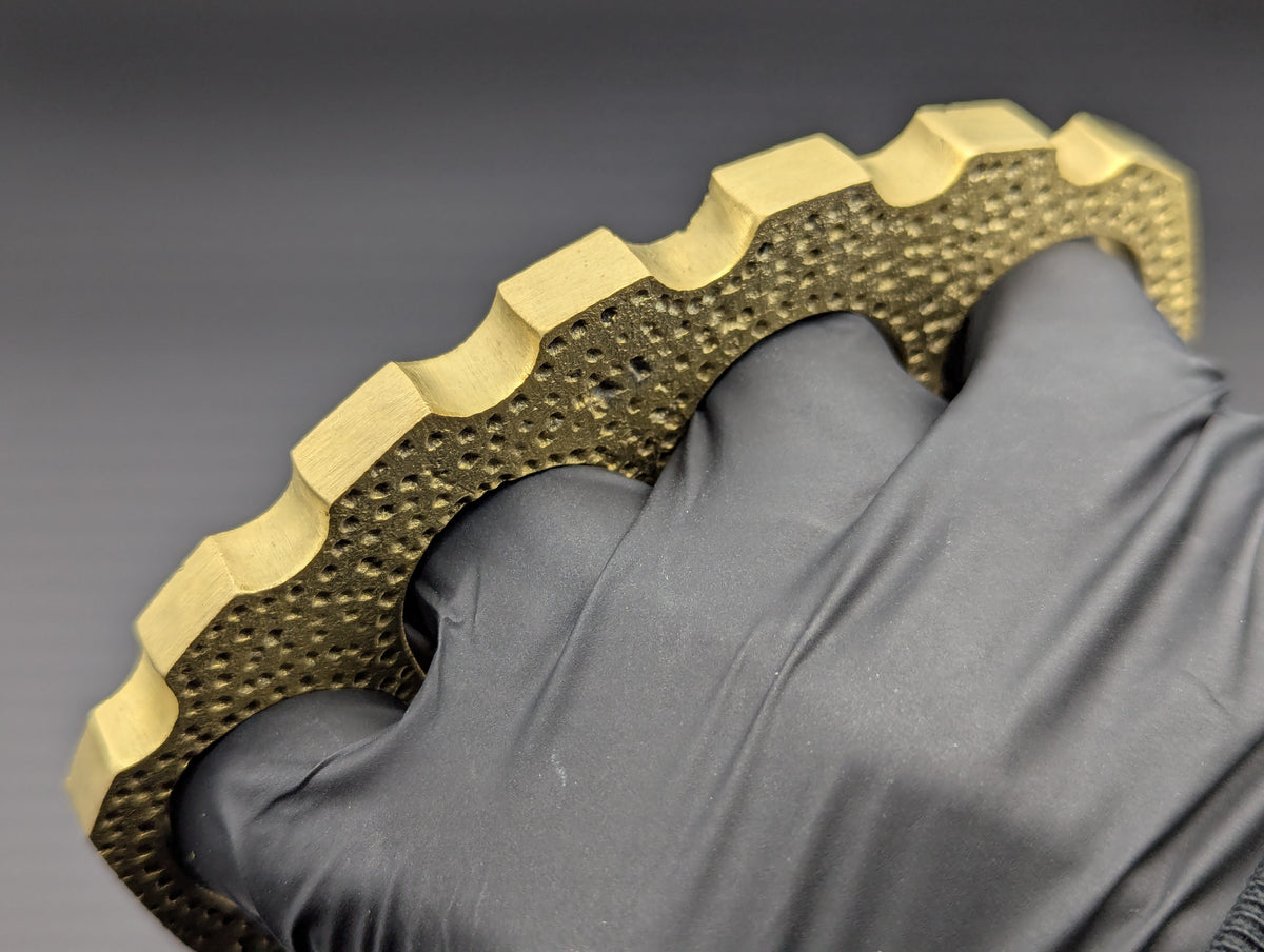 SOLID BRASS HAMMERED CANNABIS KNUCKLE DUSTER