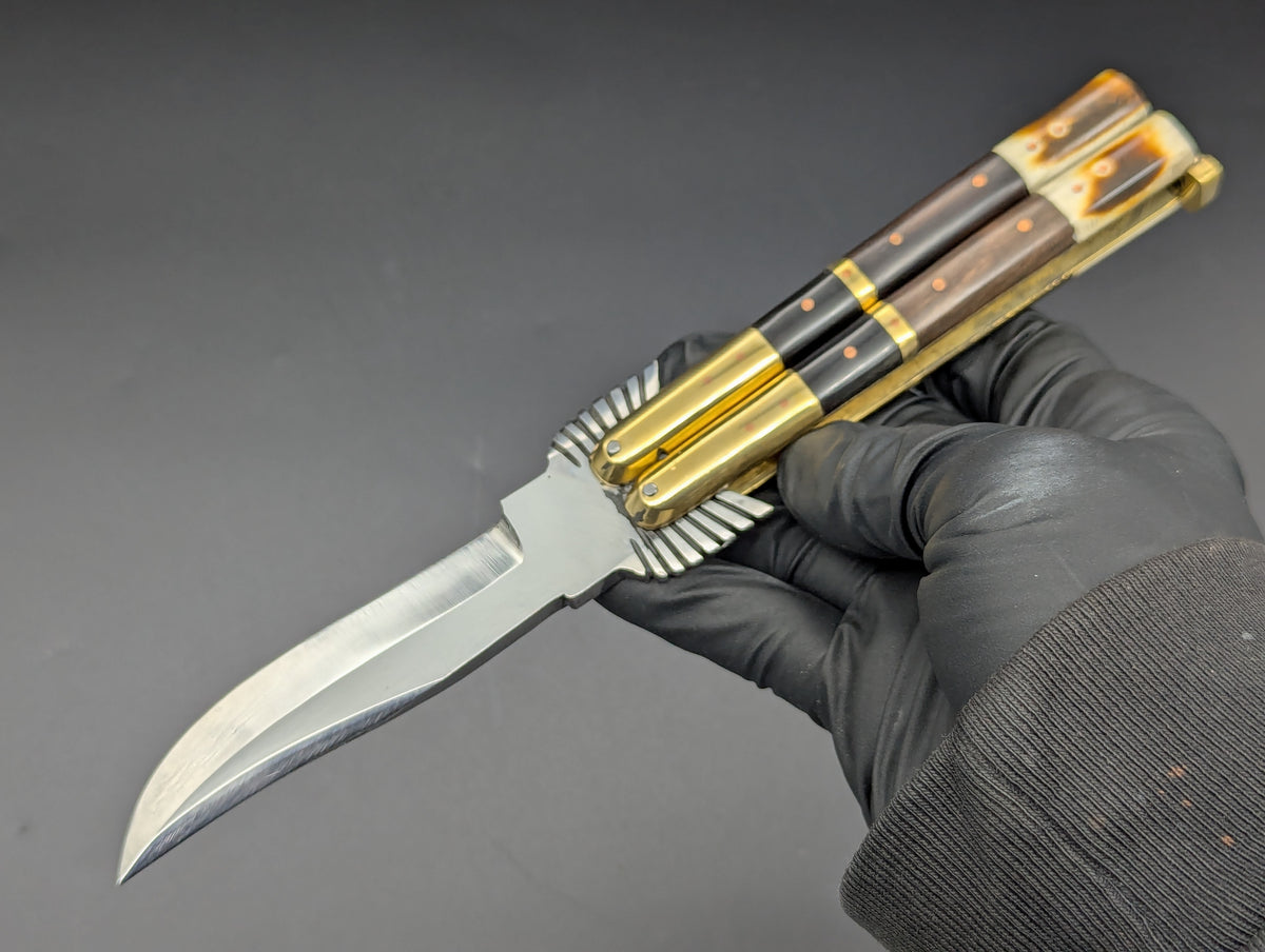 CARVED EAGLE TANG PHILIPPINES HANDMADE BALISONG CLIP