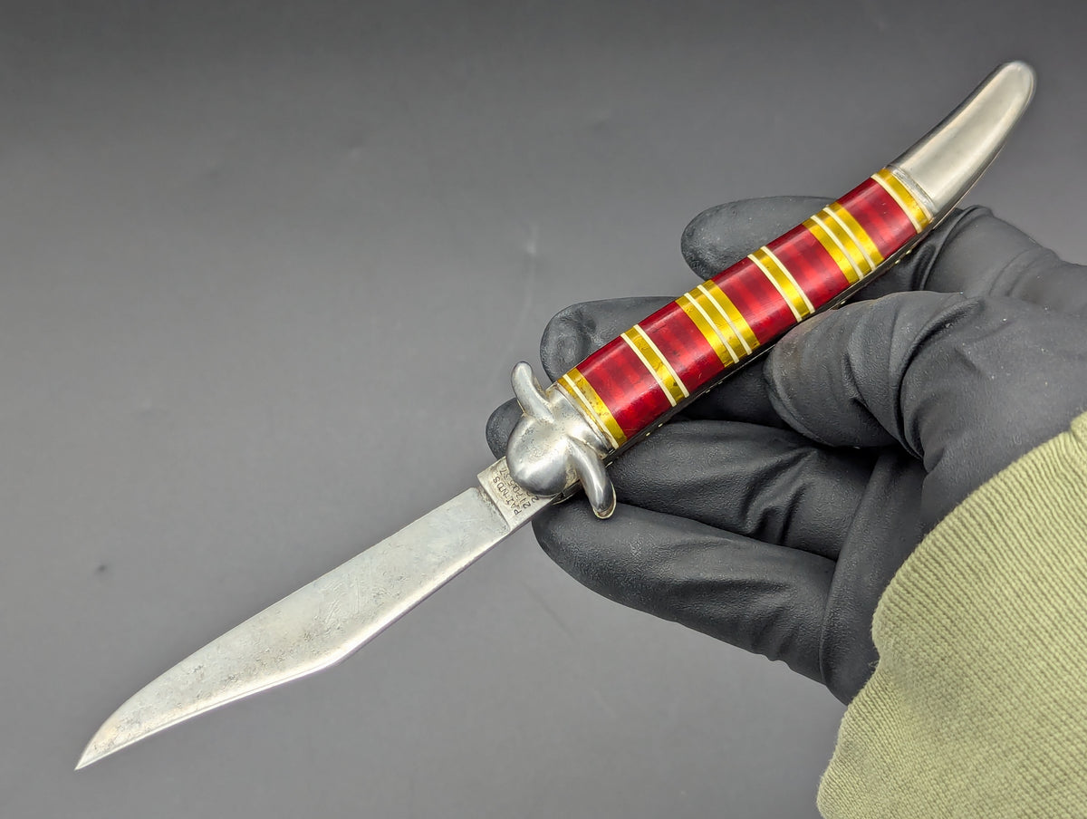 ANTIQUE IMPERIAL FIXED GUARD CANDY STRIPE SWITCHBLADE KNIFE