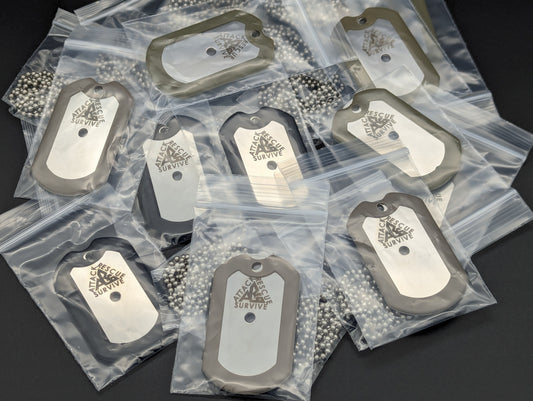 GREEN A.R.S. KNIVES 440c RAZORS EDGE DOG TAG