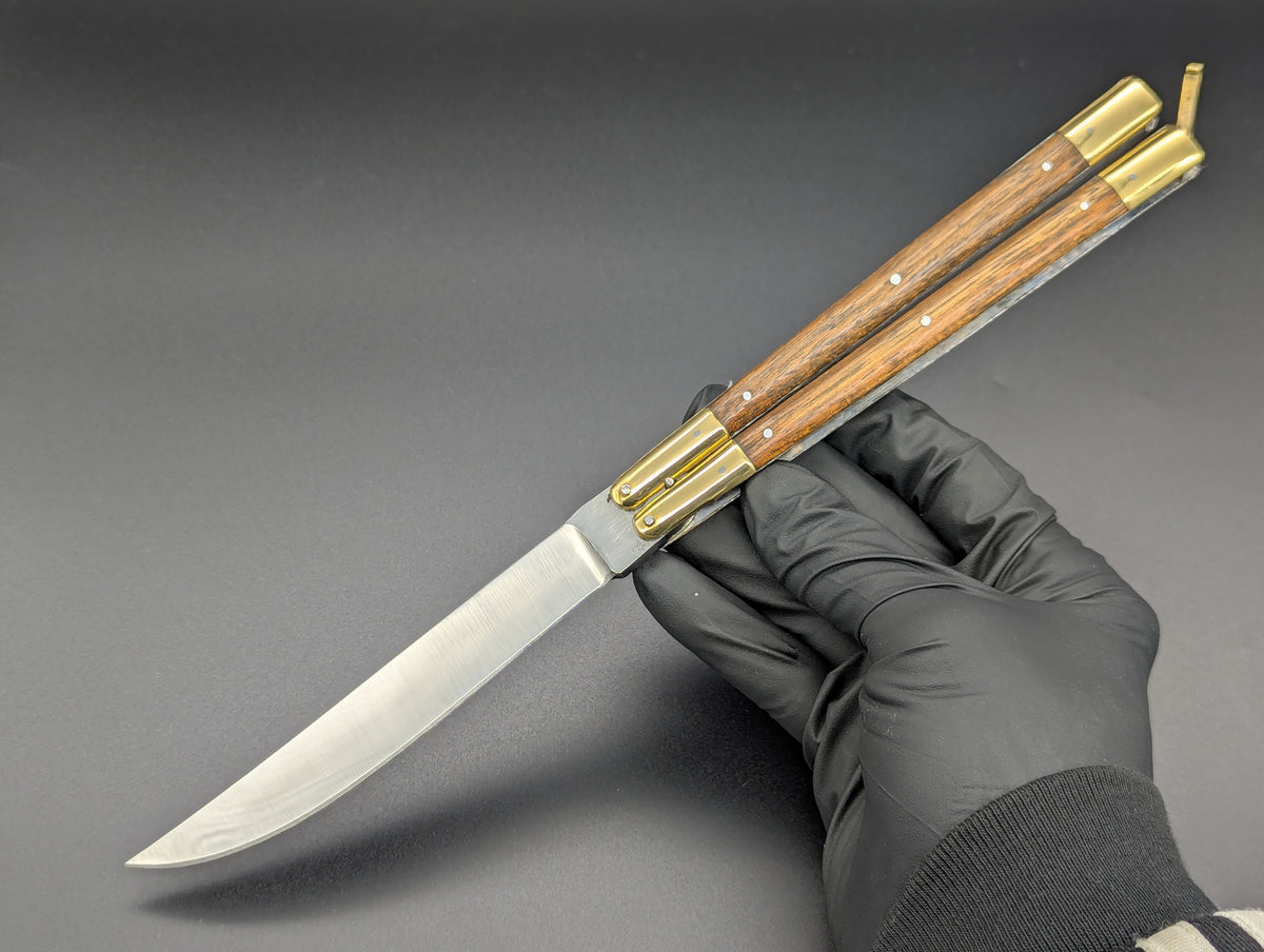 11" FHM Philippines Handmade Slim Narra Wood & Brass Balisong Drop Point