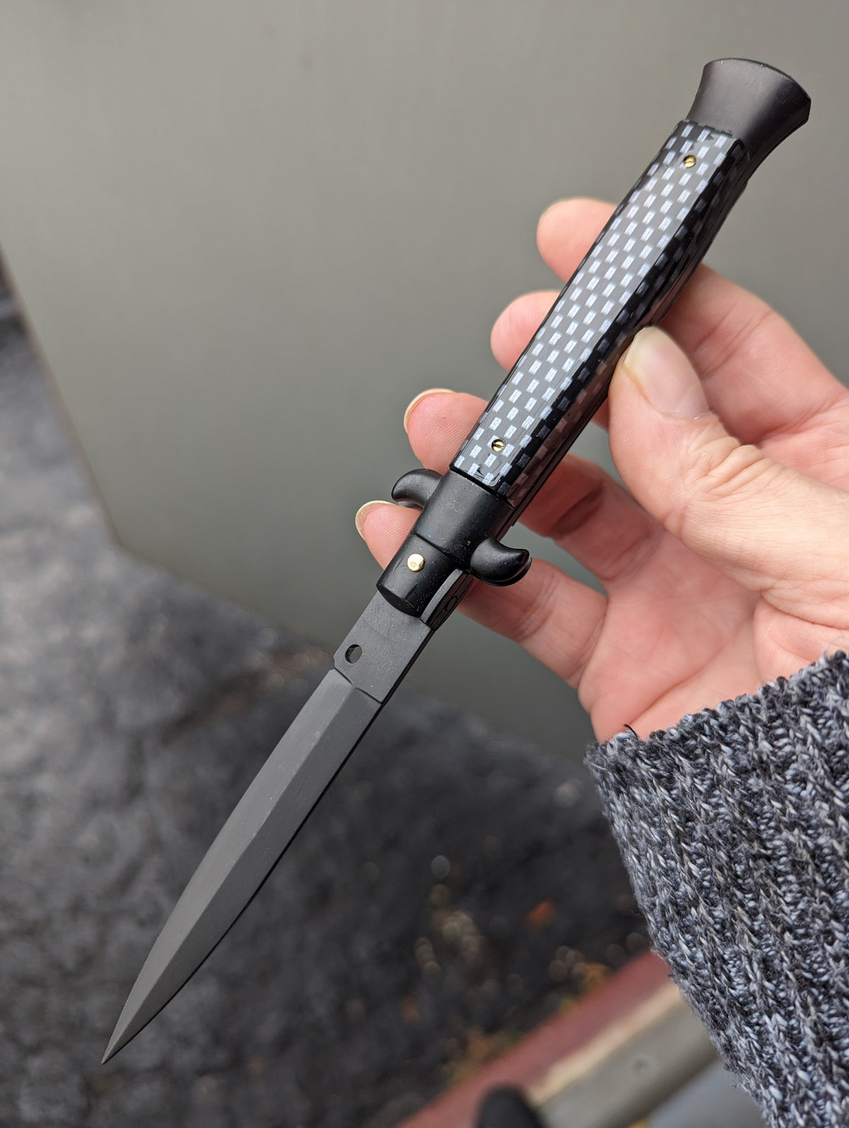 9" Frank Beltrame Tactical Faux Carbon Fiber Italian Stiletto Dag