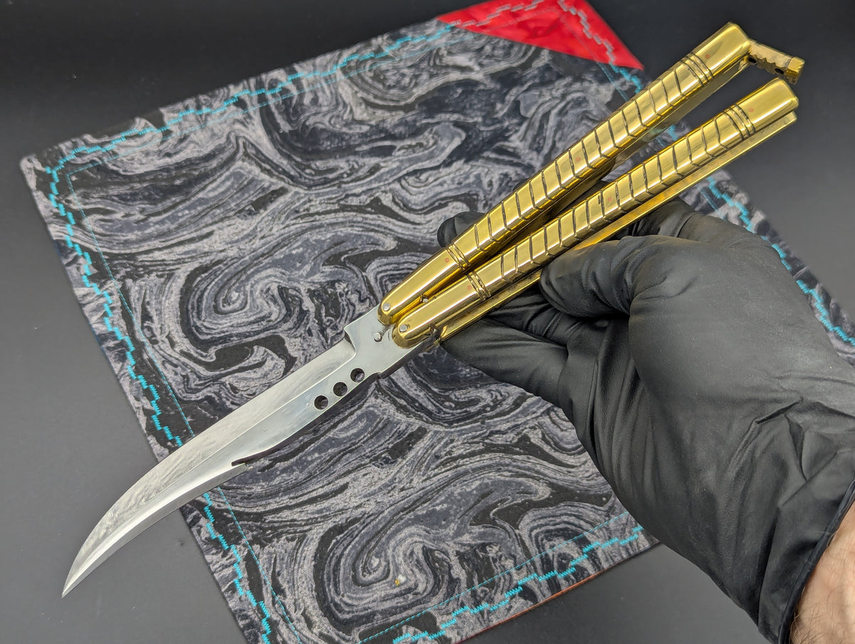 11" Gut Hook Clip Blade Ultra Heavy Brass Philippines FHM Balisong