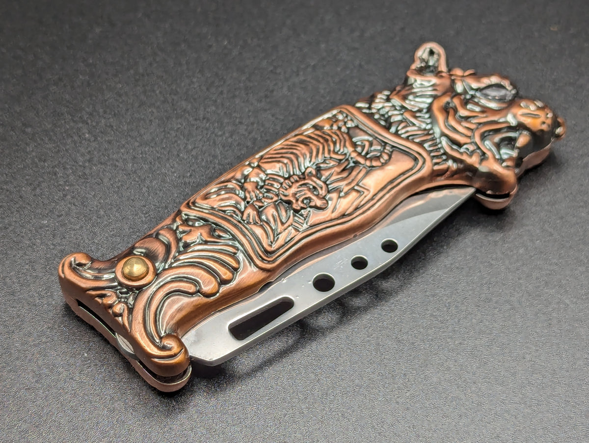 VINTAGE TIGER TORCH LIGHTER SWITCHBLADE KNIFE CP