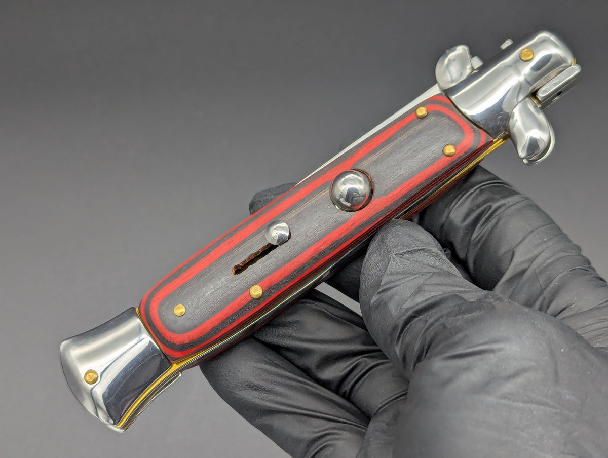 9.5" RED & BLACK WOOD ITALIAN STYLE STILETTO