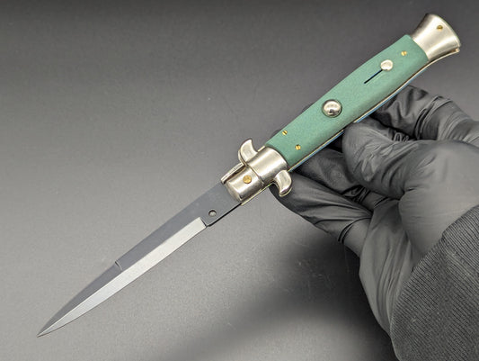 NOS 9" FRANK B "STILETTO ITALY" Jade Green Italian Stiletto Knife Dagger