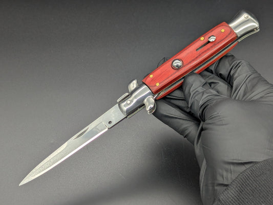 9" RED WOODEN BAYO BLADE ITALIAN STYLE STILETTO