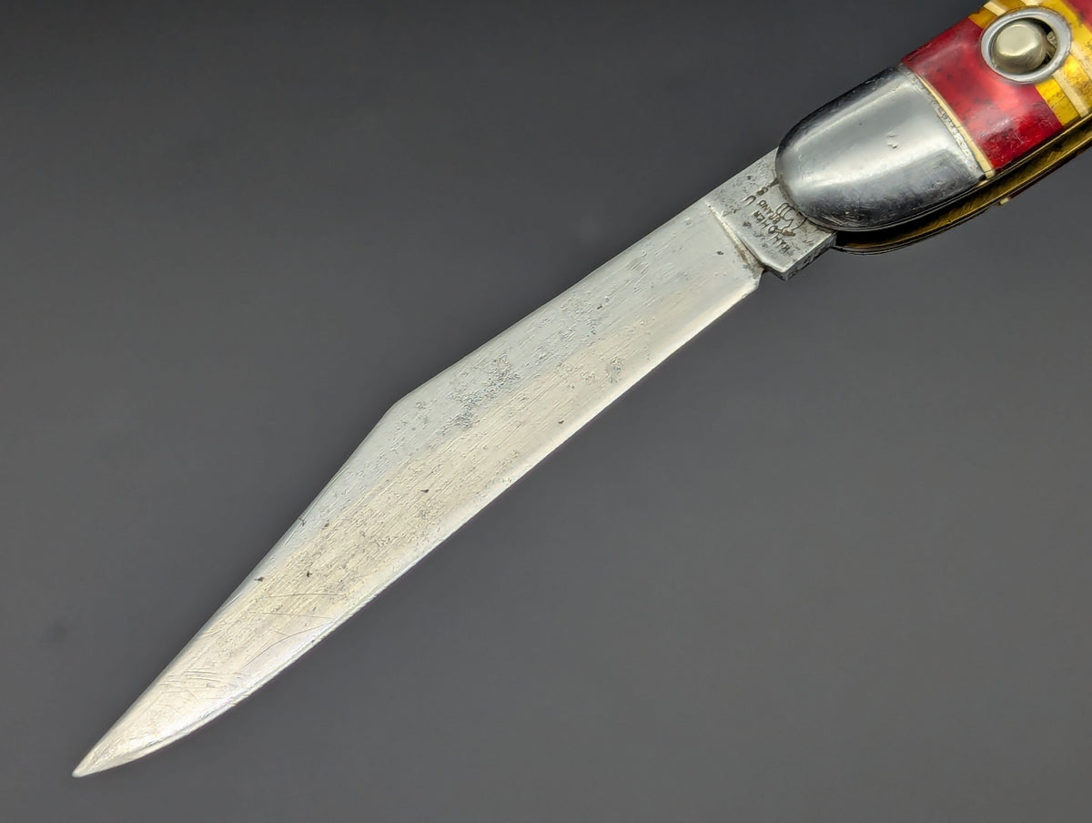 ANTIQUE HAMMER BRAND USA CANDY STRIPE SWITCHBLADE KNIFE