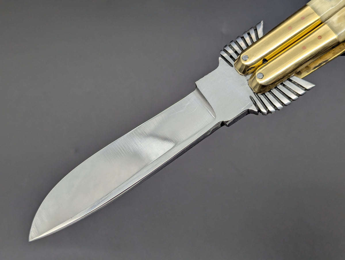 22CM EAGLE TANG PHILIPPINES HANDMADE BALISONG TWISTED BONE DP2