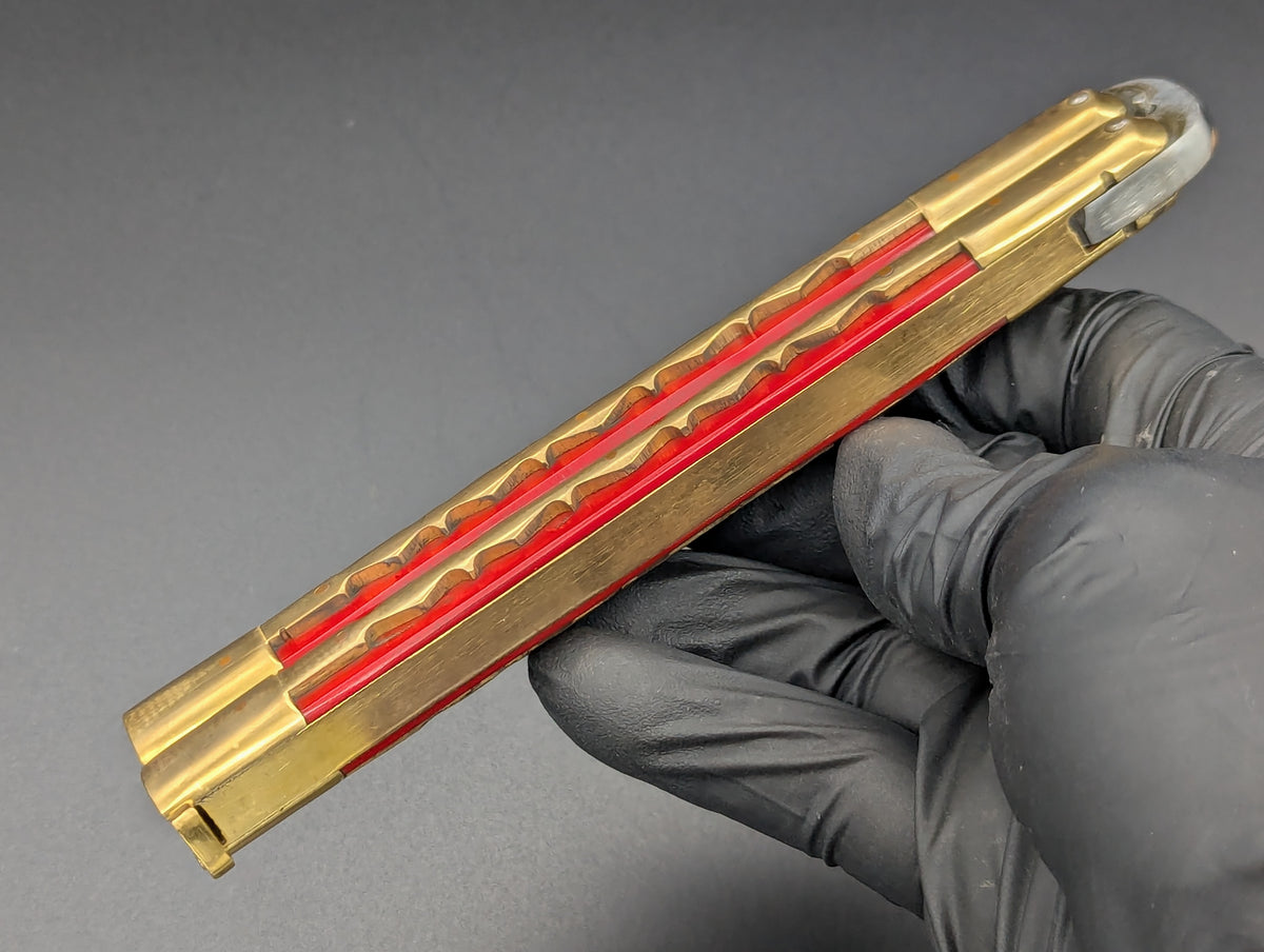 11" KALAPKUP BRASS/ RED RAMBO BOTTLE OPENER FHM BALISONG