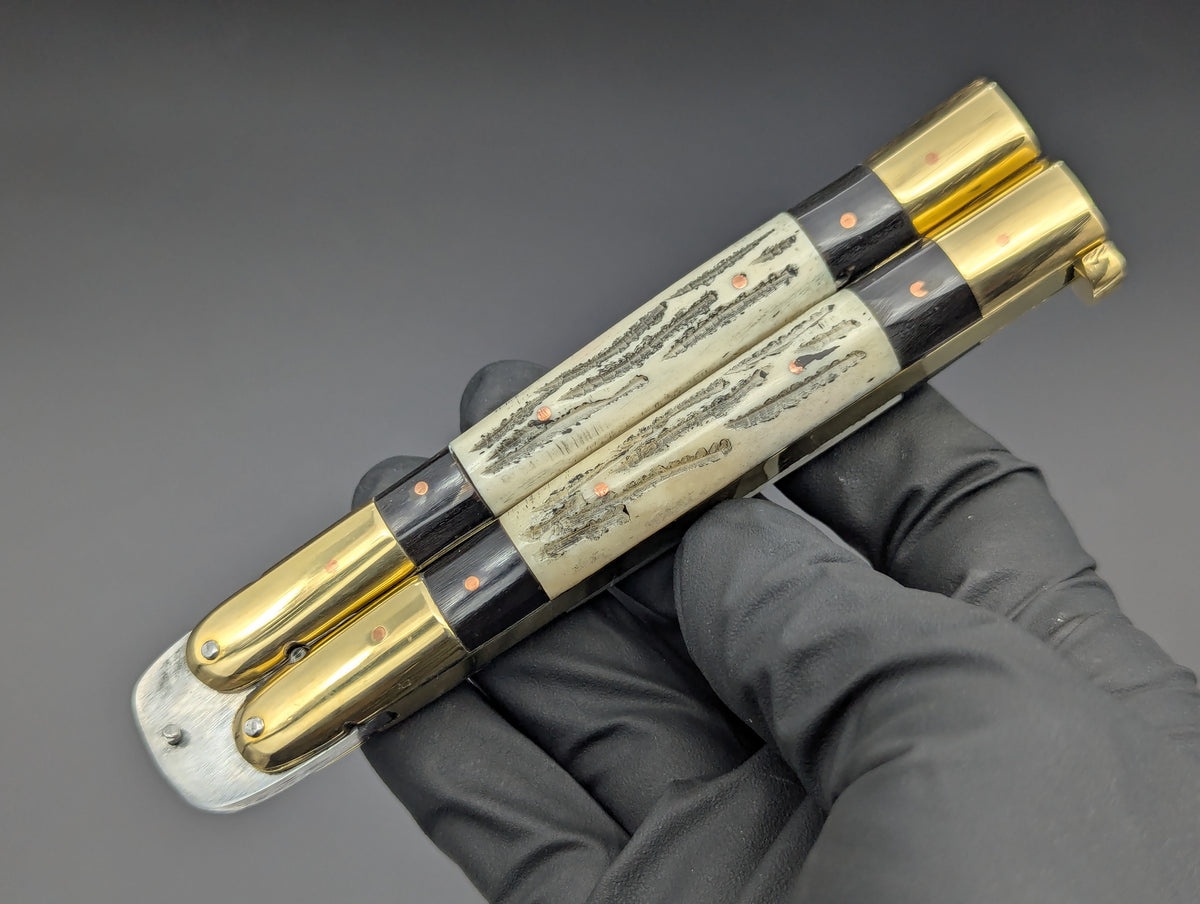 23cm TRIPLE HORN KRIS BLADE PHILIPPINES HANDMADE BALISONG BRASS