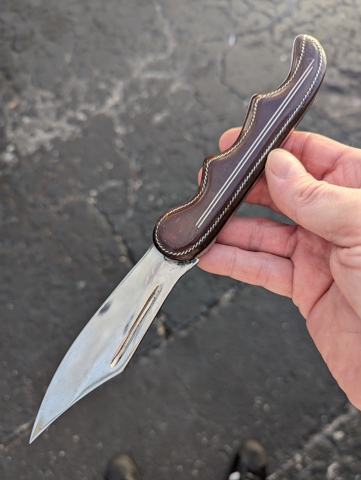 XL Vintage Russian Prison Made Switchblade Knife Jeweled Button