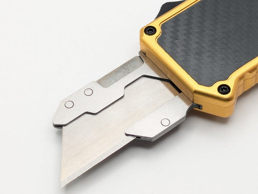 Gold Carbon Fiber D/A Box Cutter OTF Knife