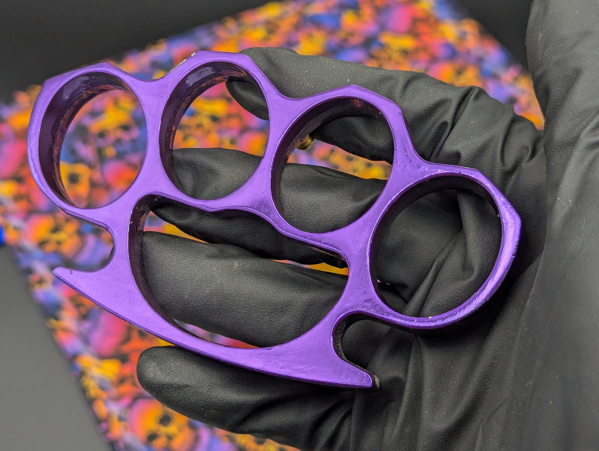 Metallic Purple Alloy Square Top Brass Knuckles