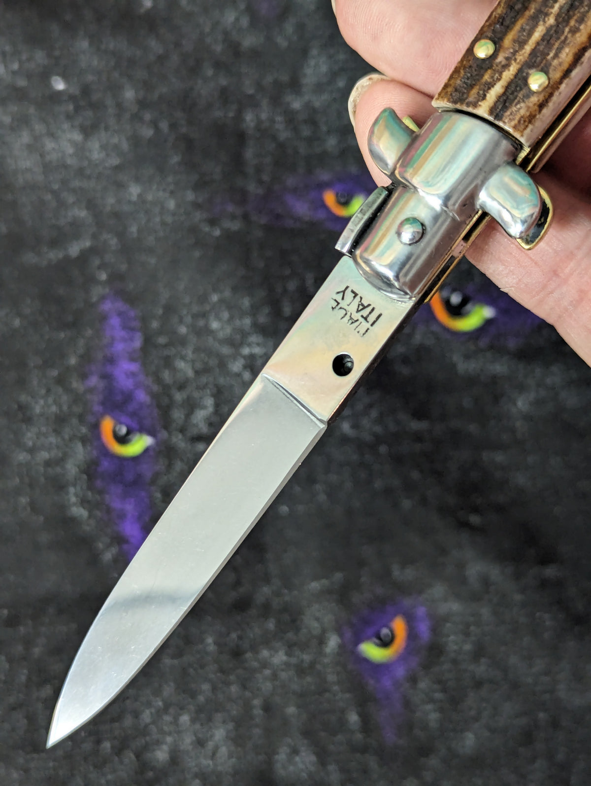 8" OL Stag Horn Flat Grind Handmade Italian Stiletto #3