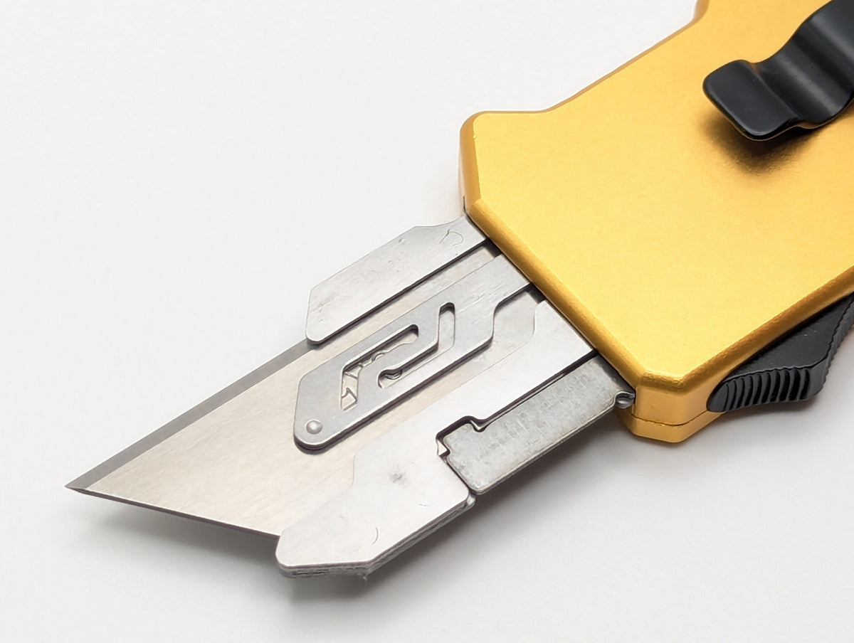 Gold Carbon Fiber D/A Box Cutter OTF Knife