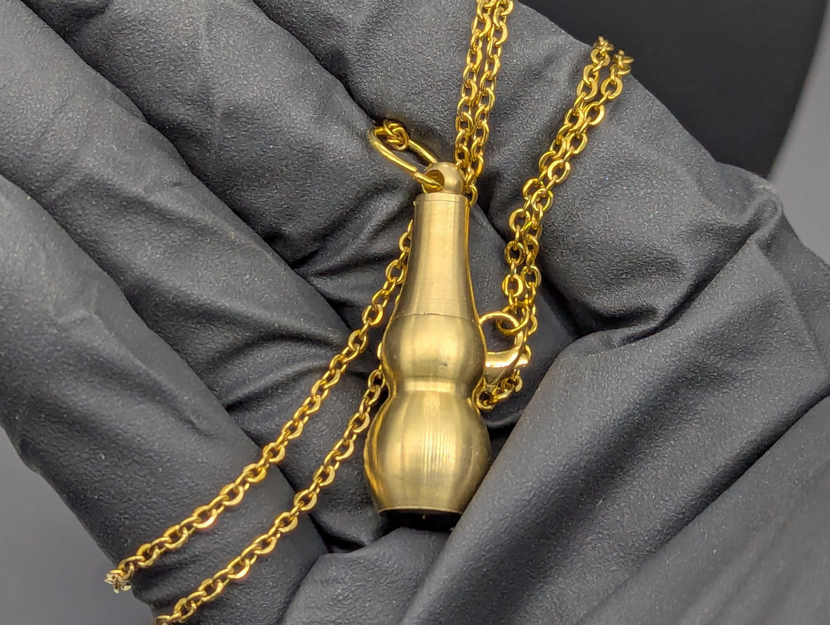 22" Gold Magic Powder Urn Mini Spoon & Screw Top Jar EDC Necklace