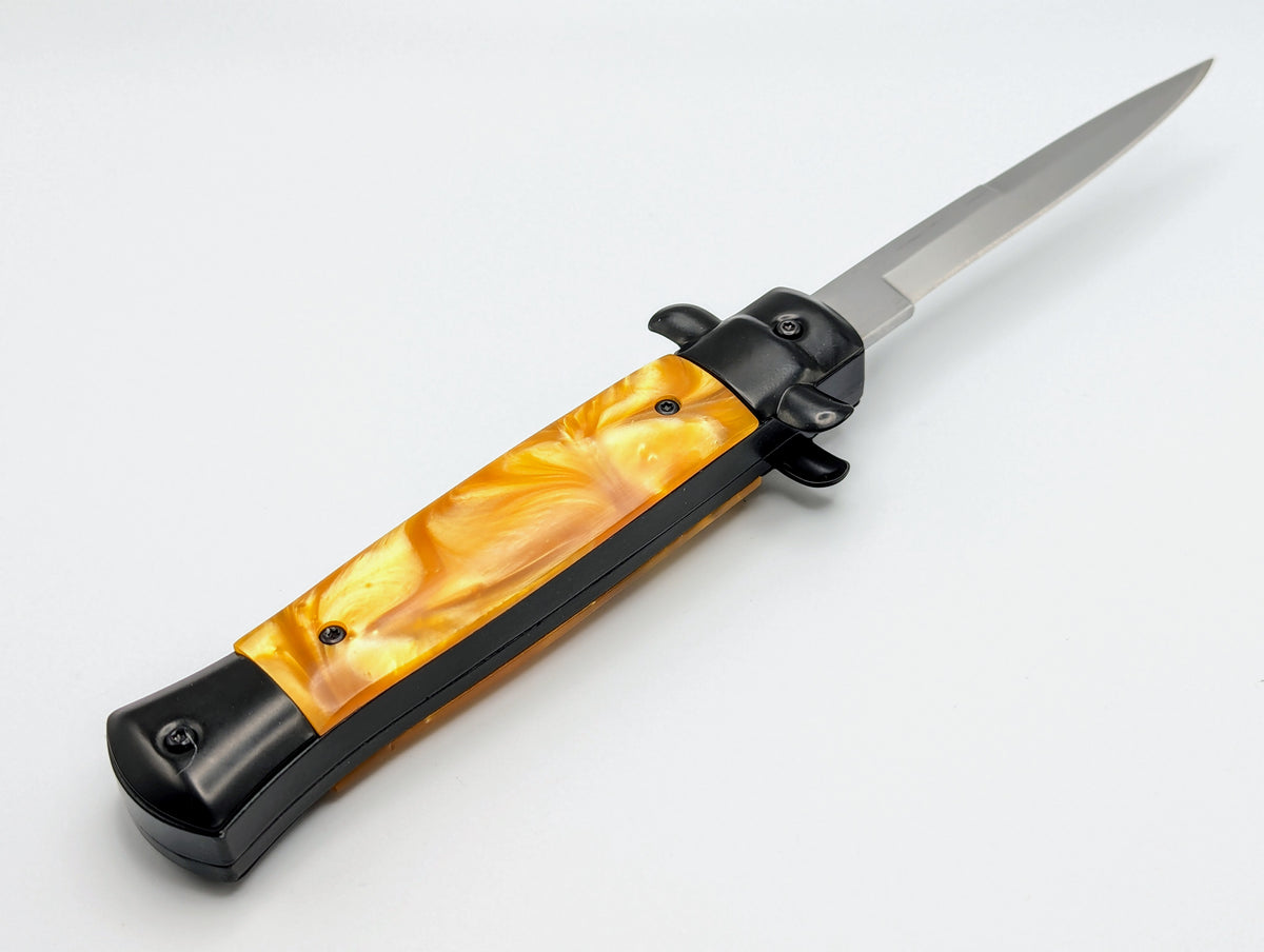 9" MAFIA ITALIAN STYLE D/A OTF KNIFE BK & GOLD