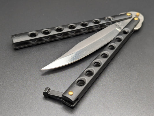 9" OG BLACK STAINLESS STEEL BUTTERFLY KNIFE
