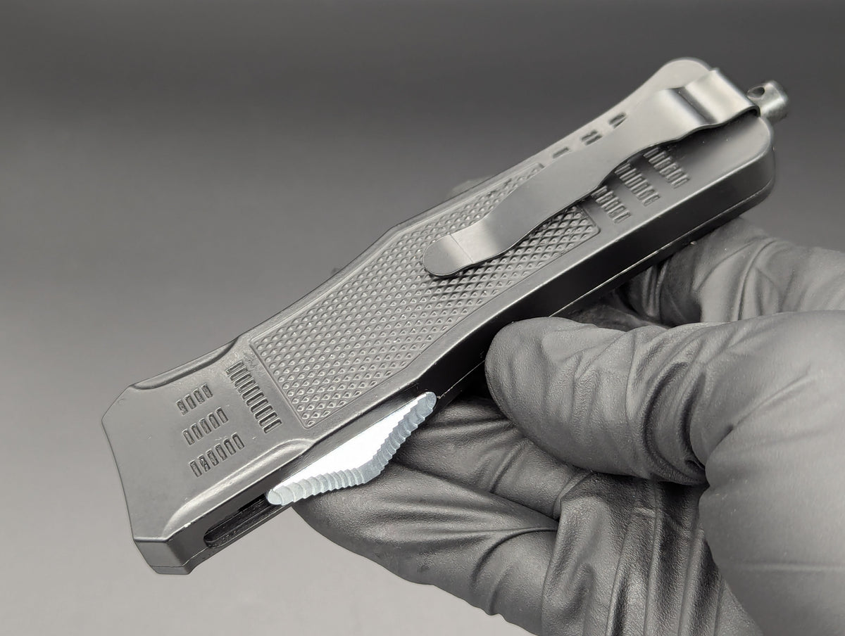 9" 2-Tone Black Drop Point CQC OTF Automatic Knife