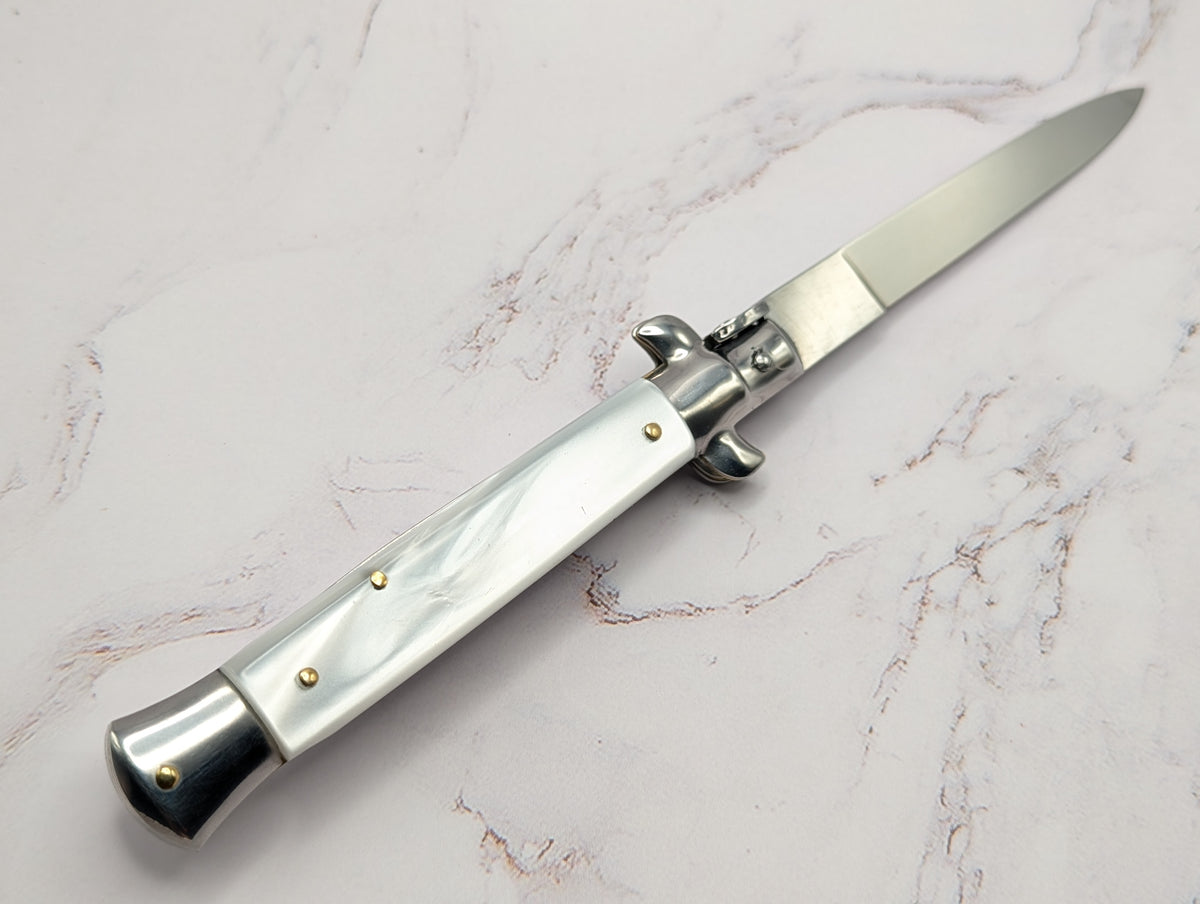 9" Renzo Beltrame Imitation Pearl Flat Grind Italian Stiletto