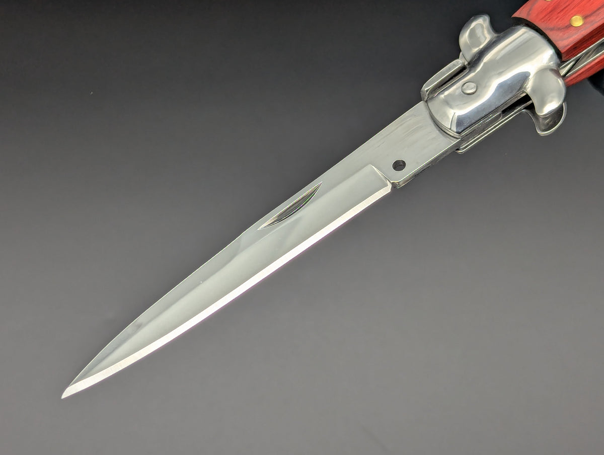 9" RED WOODEN BAYO BLADE ITALIAN STYLE STILETTO