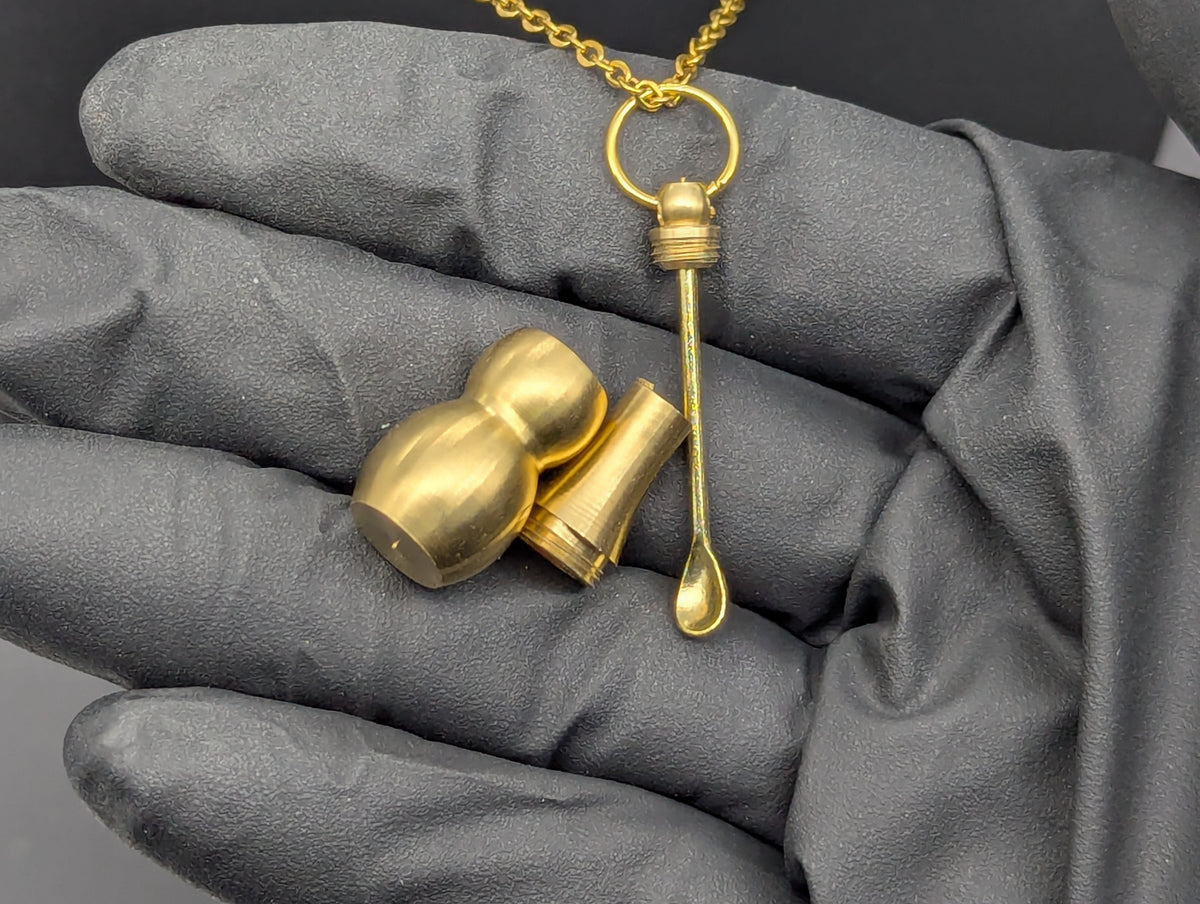 22" Gold Magic Powder Urn Mini Spoon & Screw Top Jar EDC Necklace