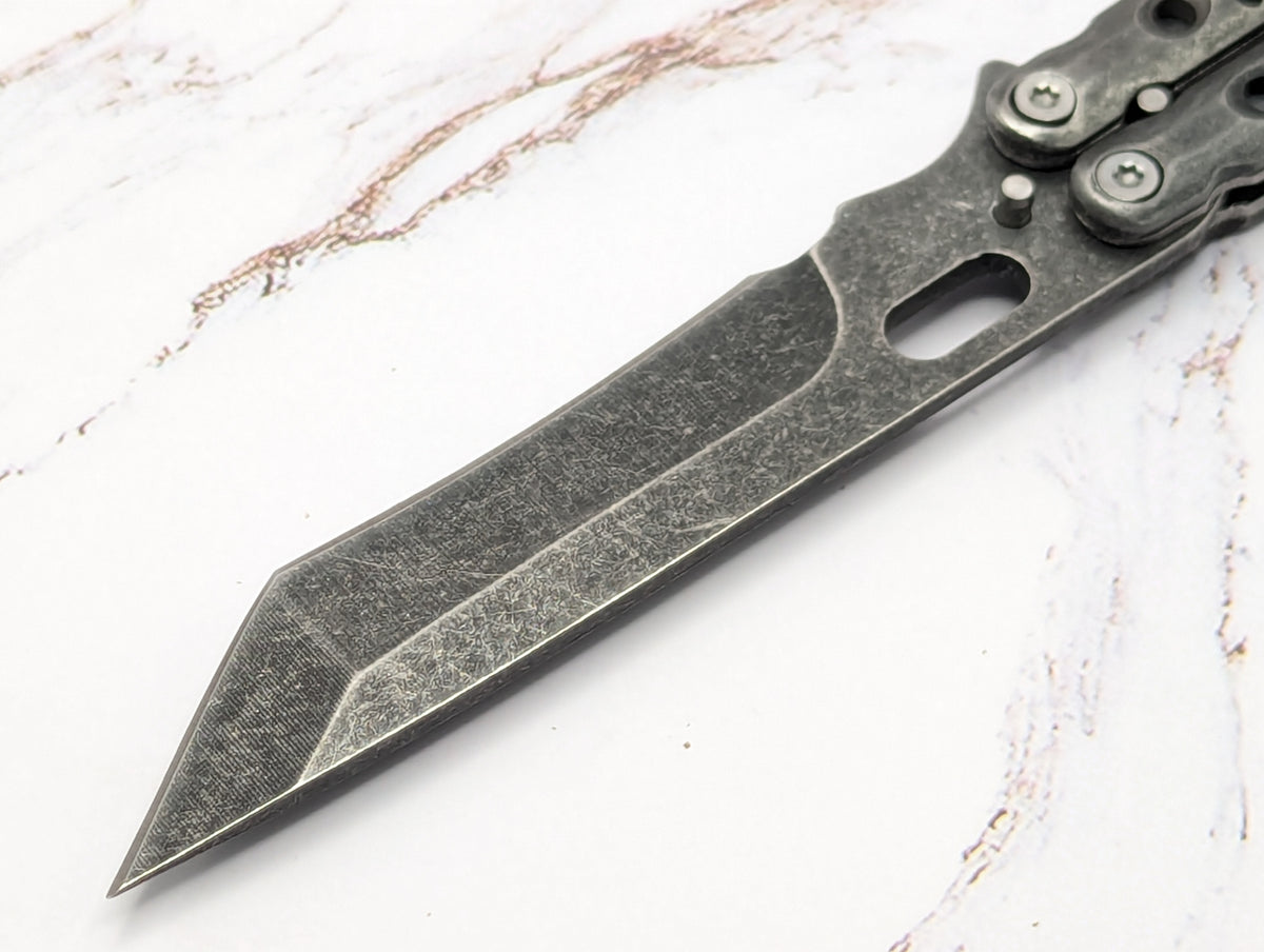 9" Stonewashed Tanto Balisong Butterfly Knife