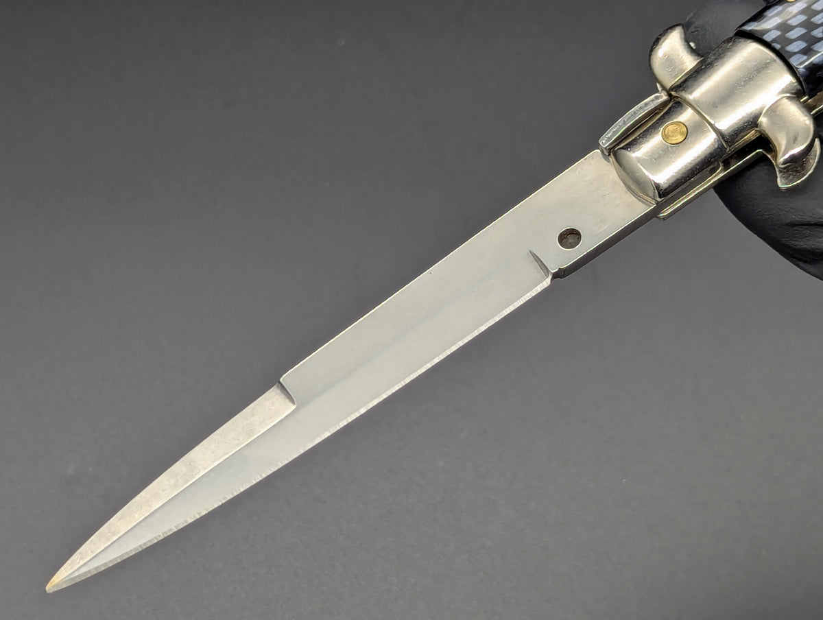 NOS 9" FRANK BELTRAME FAUX CARBON FIBER ITALIAN STILETTO