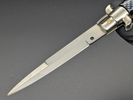 NOS 9" FRANK BELTRAME FAUX CARBON FIBER ITALIAN STILETTO